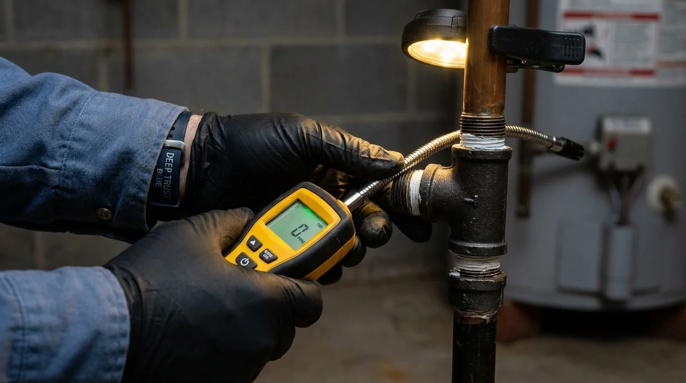 Gas leak detection with electronic sniffer by Johns Plumbing LLC in Weldon