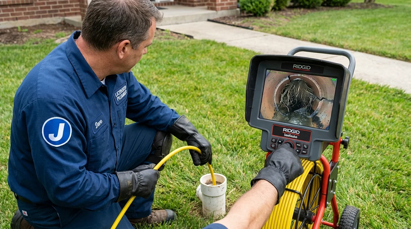Sewer camera inspection being performed by Johns Plumbing LLC in Weldon